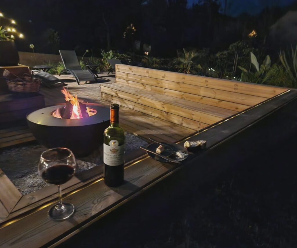 brasero feu apéro vin