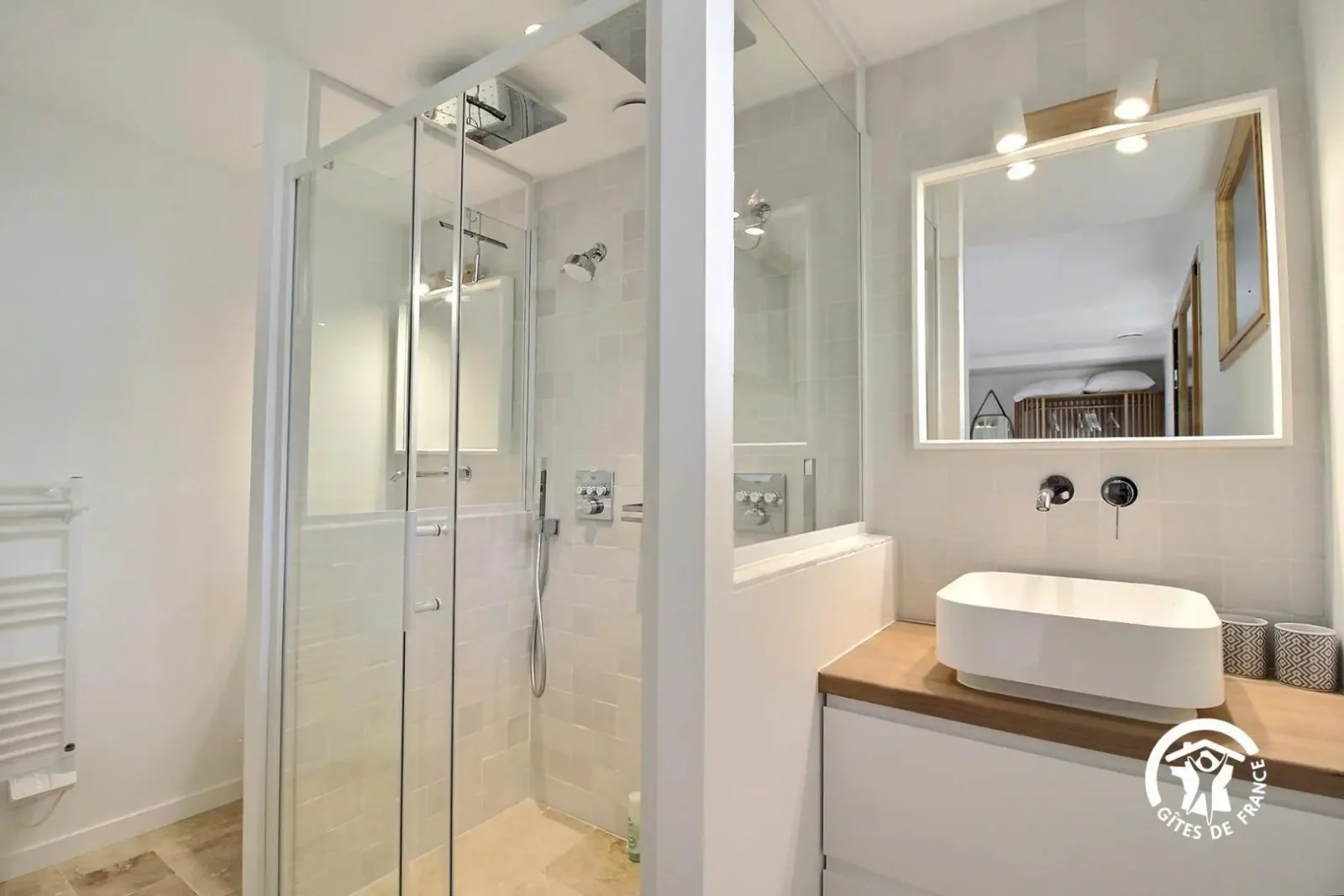 double douche zellige sable double lavabo