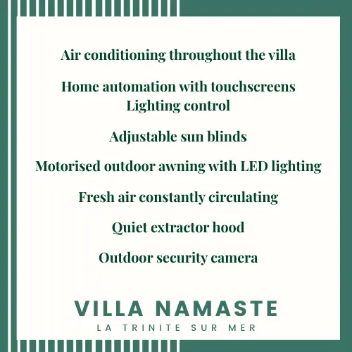 Villa Namaste technology - air conditioning home automation, motorised awing, security camera