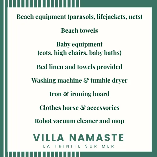 Villa Namaste comfort - beach equipment, baby gear, bed linen, washing machine, vacuum cleaner